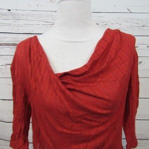 Anthropologie Deletta brick red draped tunic top